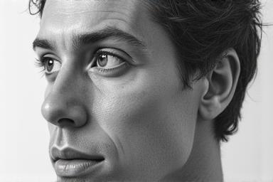 Portrait drawing showing detailed tonal shading technique